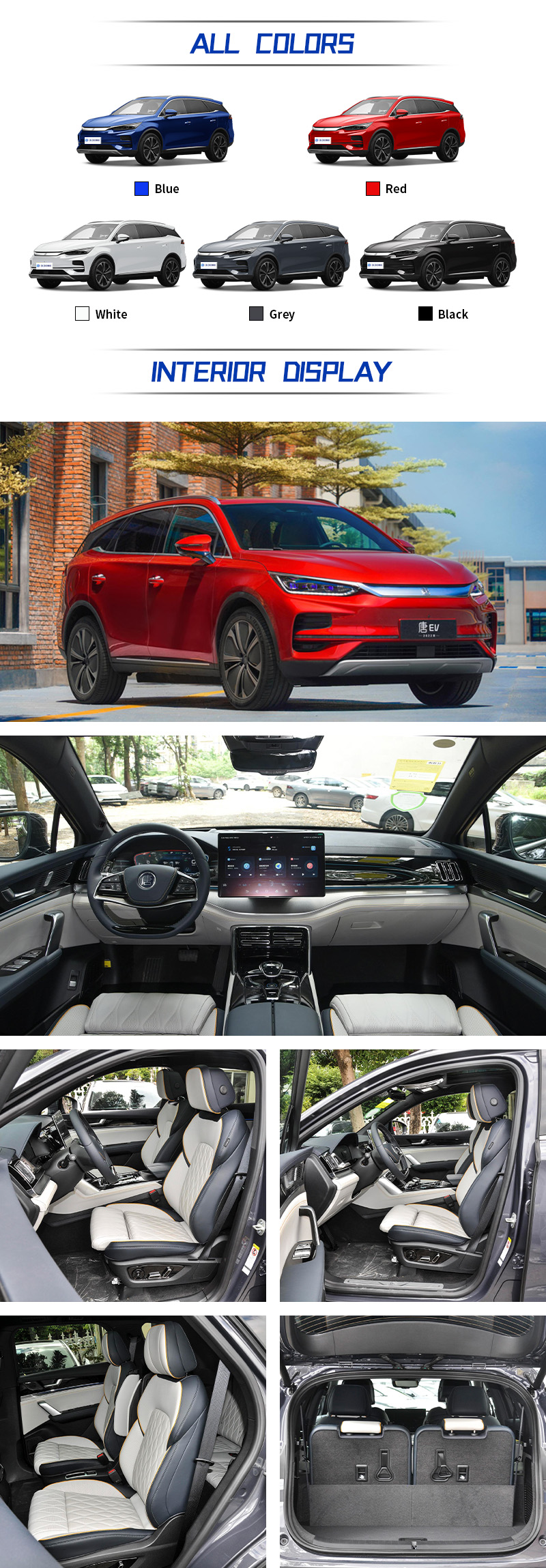 BYD Tang EV ALL COLORS and INTERIORDISPLAY