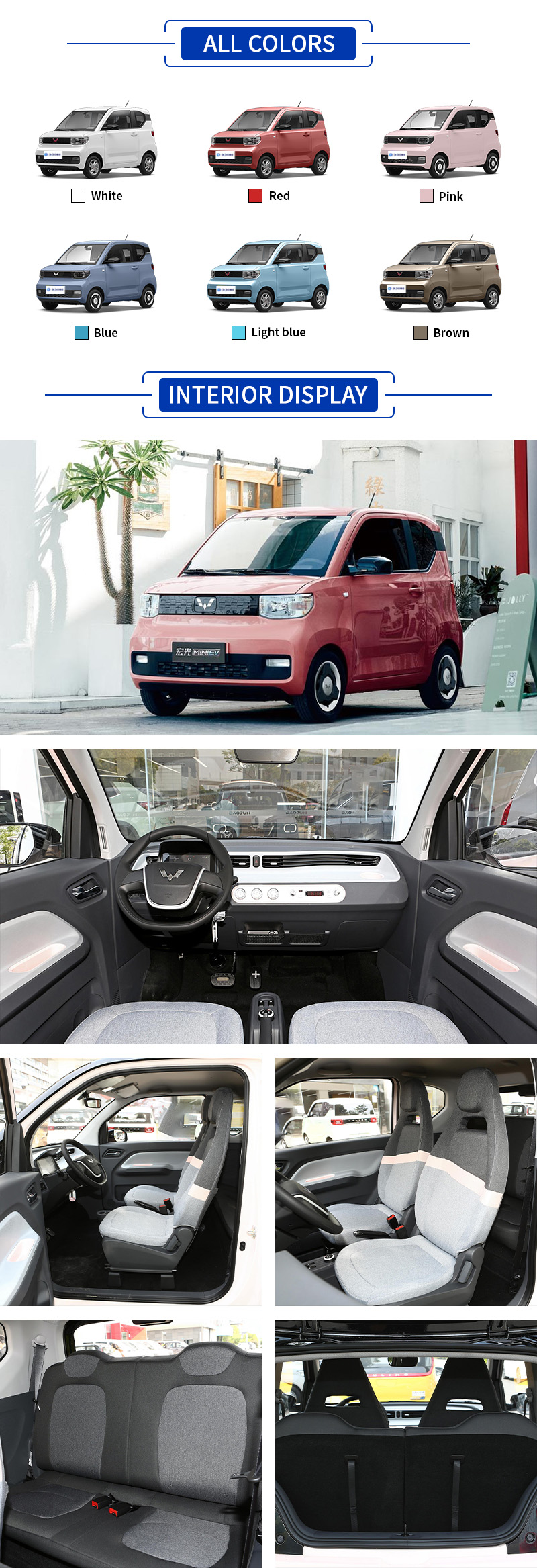 WuLing MiNi ALL COLORS and INTERIOR DISPLAY